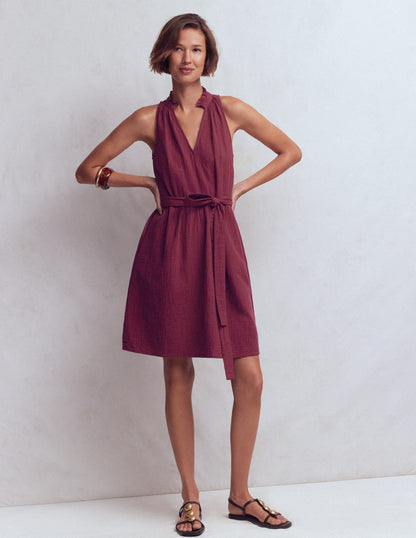 Viv Double Cloth Short Dress-Deep Wisteria