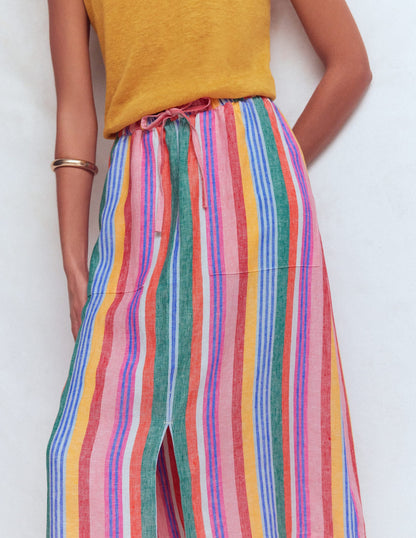 Layla Linen Skirt-Hot Varigated Multistripe