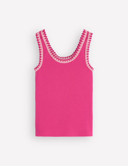 Maddie Trim Detail Vest-Pink Peony
