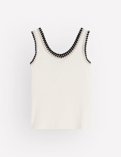 Maddie Trim Detail Vest-Ivory