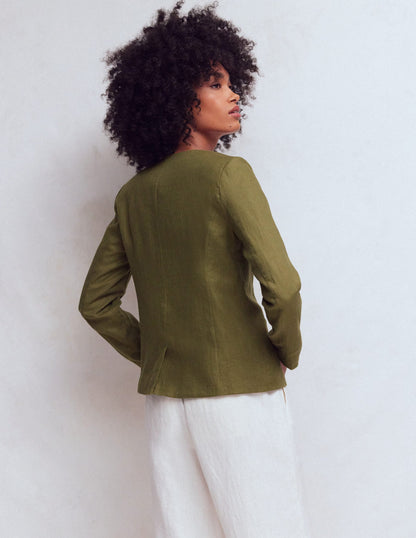 Hampstead Linen Blazer-Woodland Green