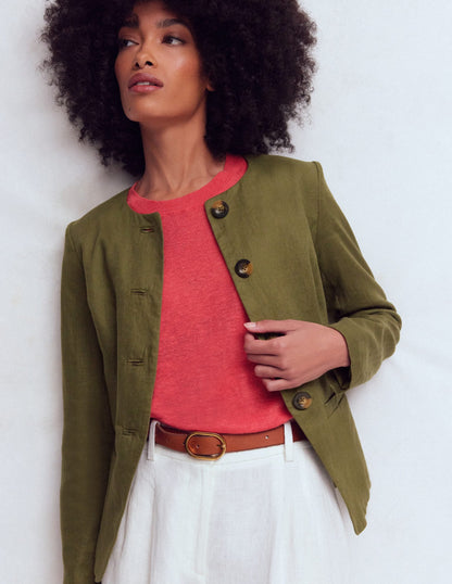 Hampstead Linen Blazer-Woodland Green
