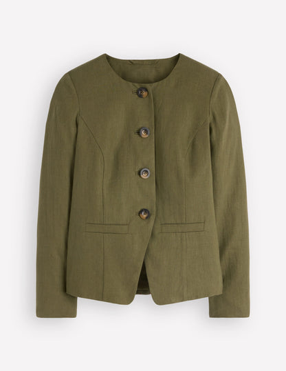 Hampstead Linen Blazer-Woodland Green