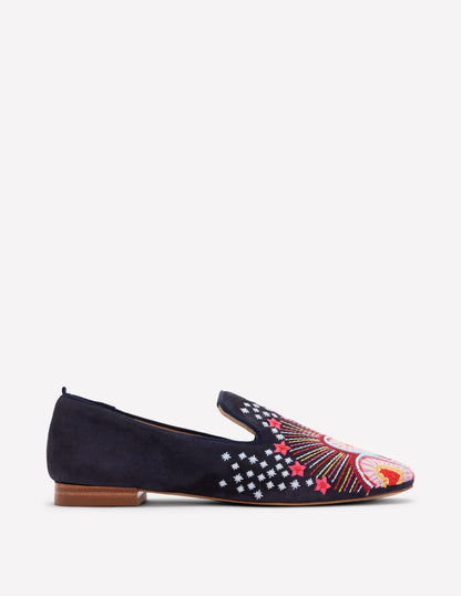 Slipper Cut Loafers-Navy