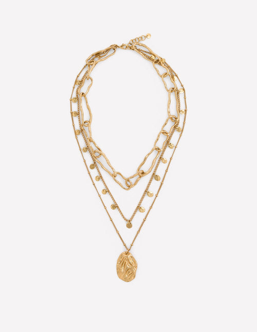 Irregular Layered Necklace-Gold Colour