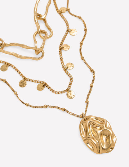 Irregular Layered Necklace-Gold Colour
