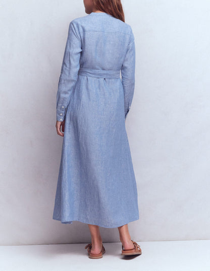 Mollie Linen Midi Dress-Chambray