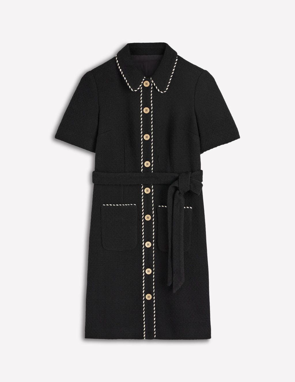 Loren Trim Short Dress-Black