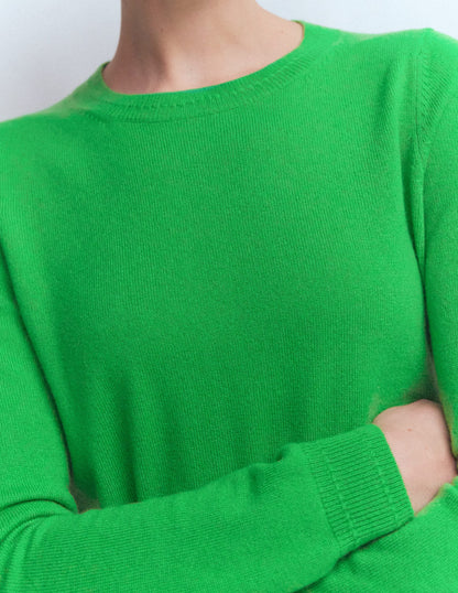 Eva Cashmere Crew Neck Sweater-Sapling Green