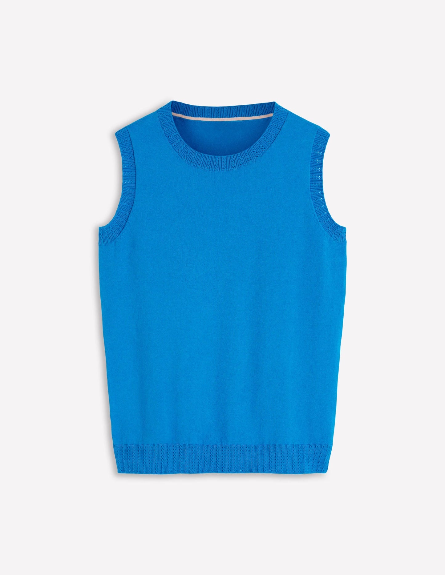 Emilia Cotton Crew Neck Vest-Kingfisher Blue