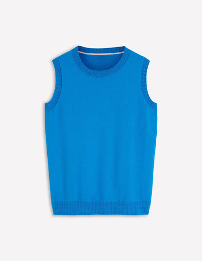 Emilia Cotton Crew Neck Vest-Kingfisher Blue