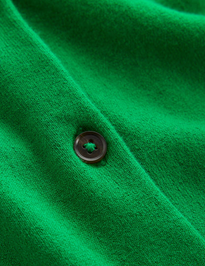 Emilia Cotton Crew Cardigan-Rich Emerald