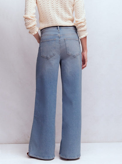 High Rise Wide Leg Jeans-Light Vintage