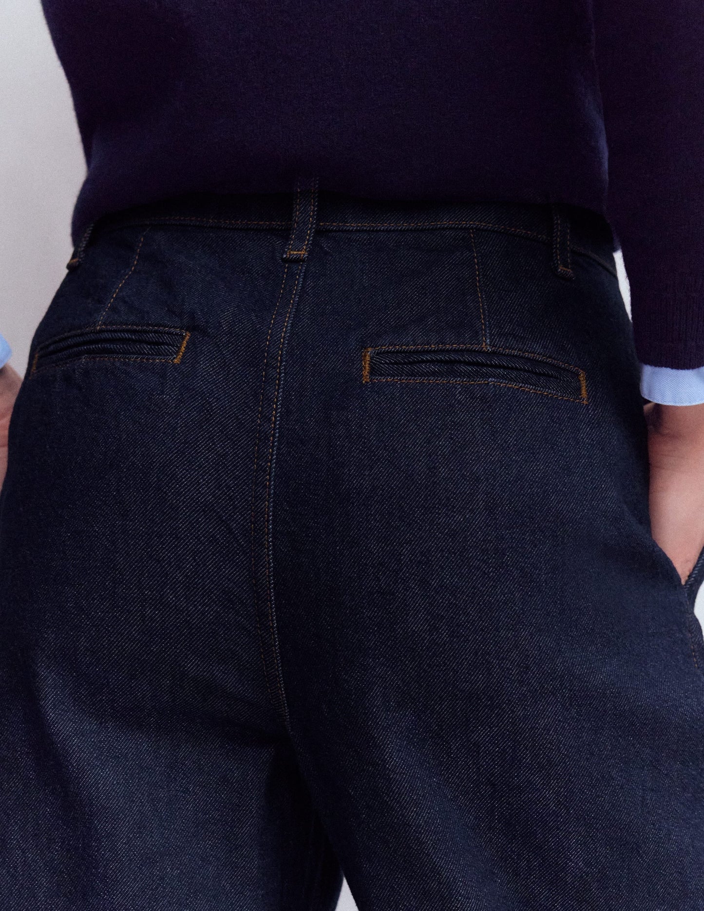 Pleated Wide Leg Jeans-Indigo Rinse