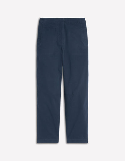 Barrel Leg Chino Pants-Navy
