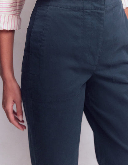Barrel Leg Chino Pants-Navy