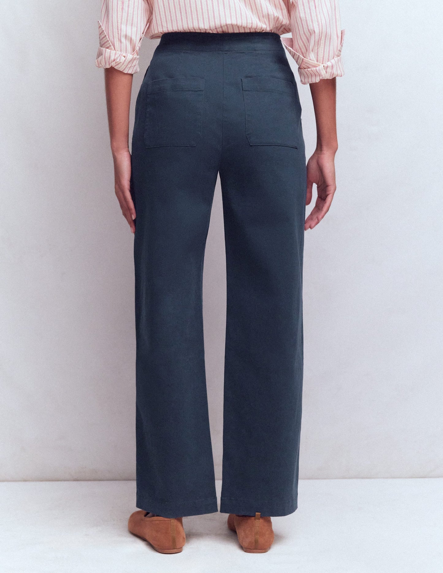 Barrel Leg Chino Pants-Navy