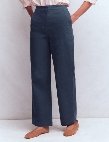 Barrel Leg Chino Pants-Navy
