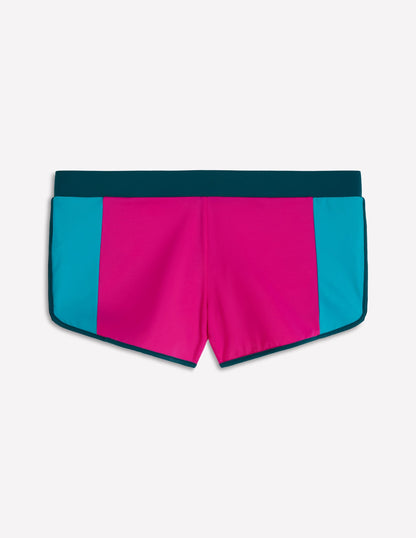 Rash Guard Swim Shorts-Pink, Colourblock