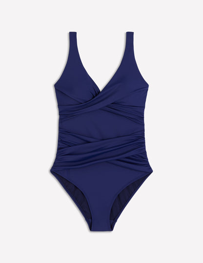 Cannes Cross Wrap Swimsuit-Navy