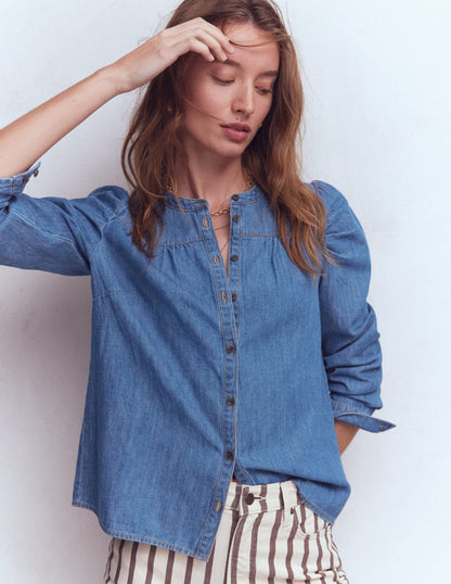 Mutton Denim Shirt-Mid Blue