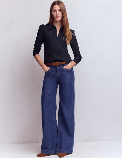 Zip Collar Supersoft Top-Navy