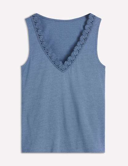 Supersoft V Neck Trim Vest-Captains Blue