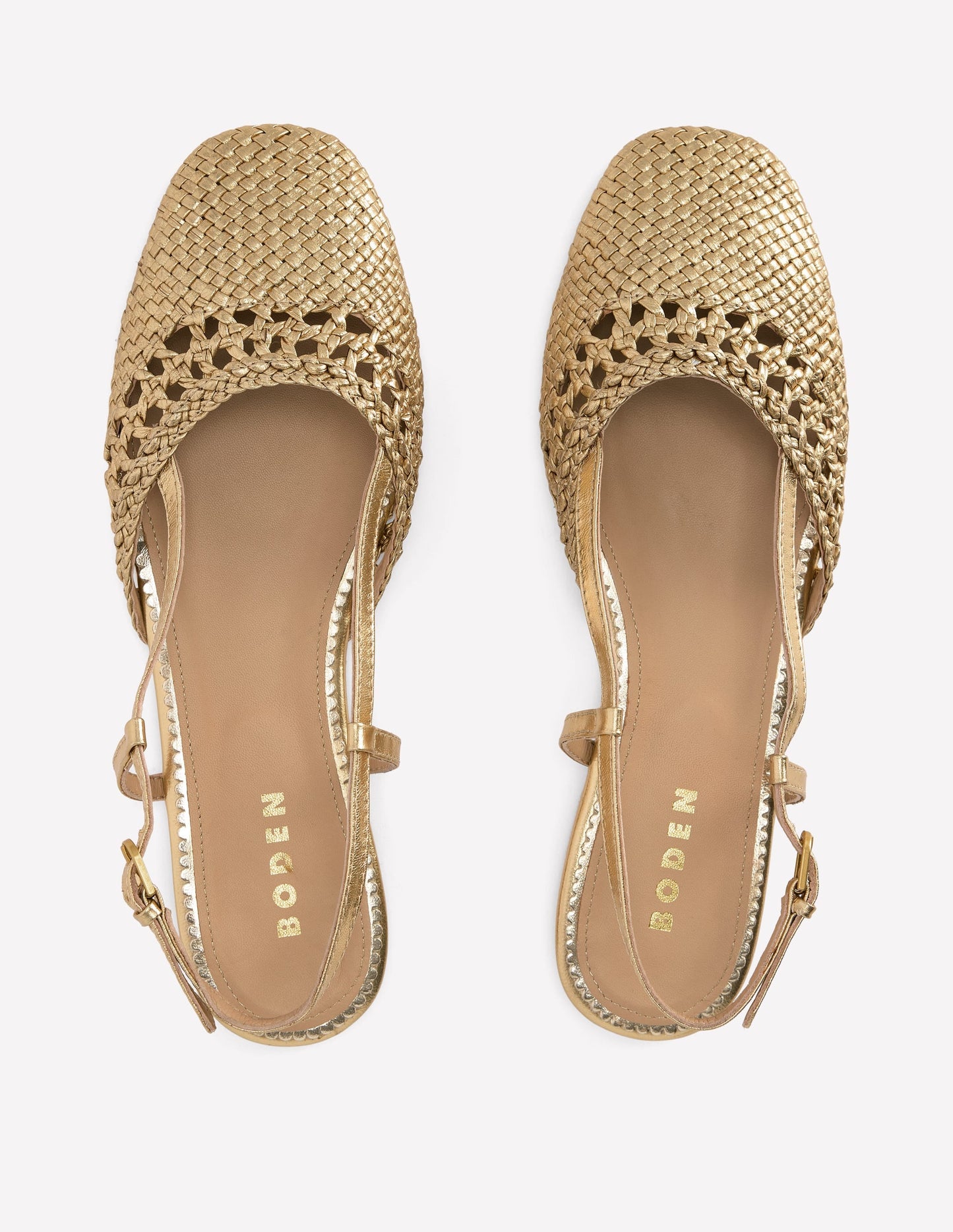 Woven Slingback Flats-Gold