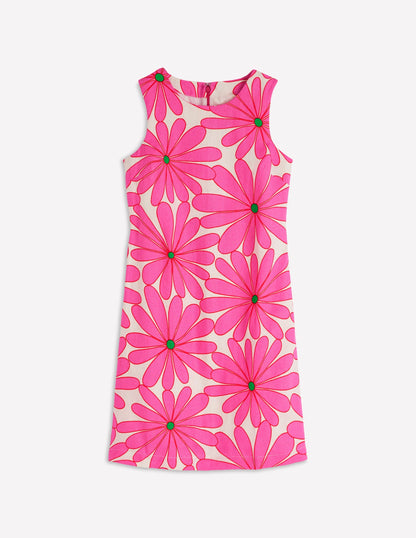 Linen Shift Dress-Pink, Daisy Blossom