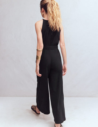 Rosa Double Cloth Jumpsuit-Black