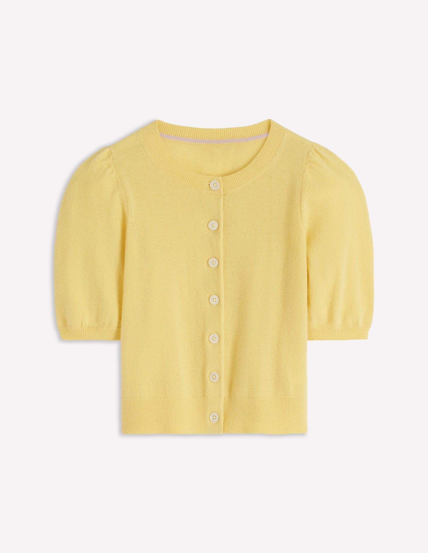 Cropped Cashmere Cardigan-Sandstone Yellow