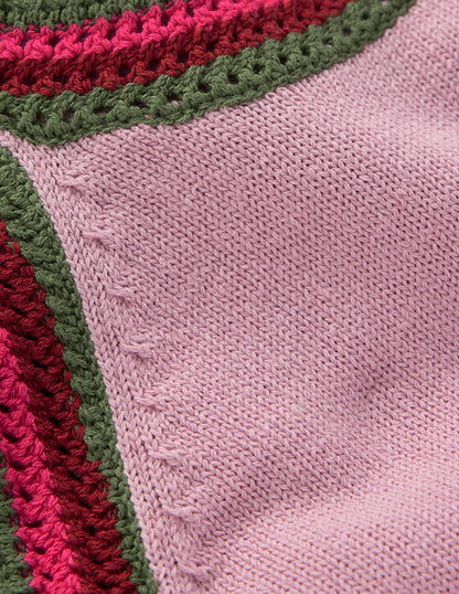 Saffron Crochet Racer Tank-Pink