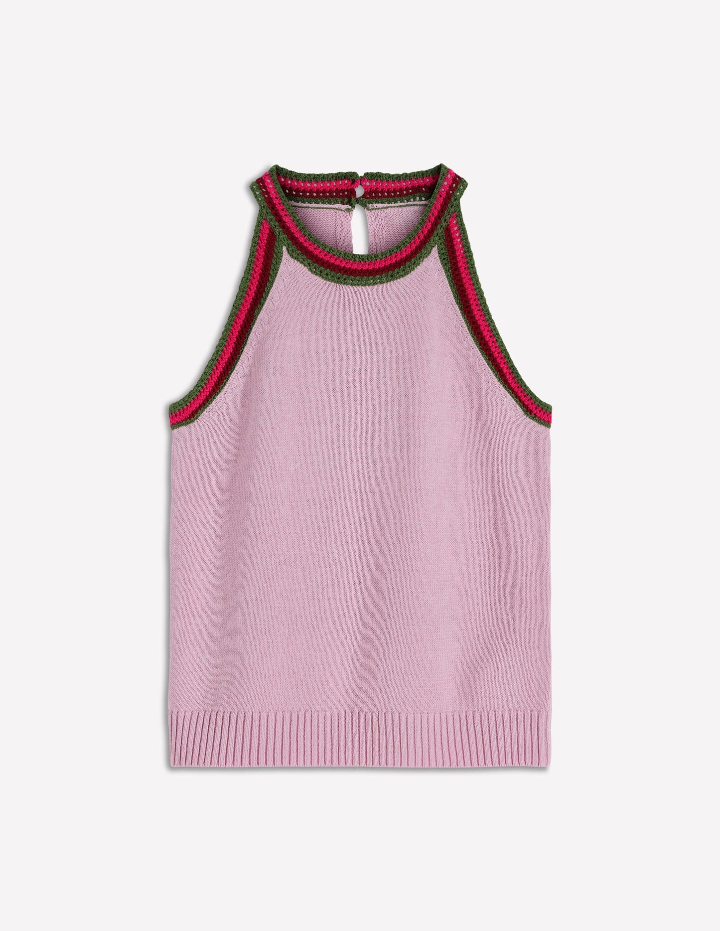 Saffron Crochet Racer Tank-Pink