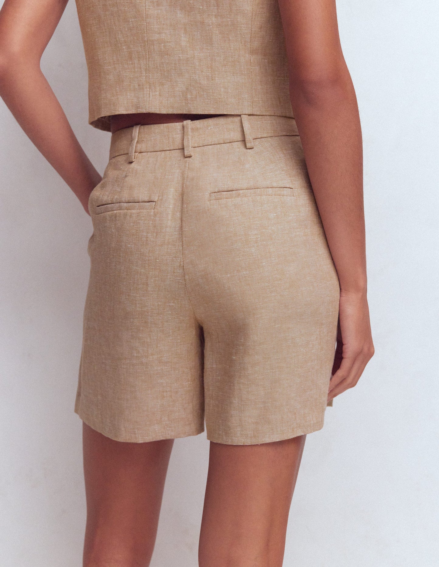 Belgravia Linen Shorts-Cappuccino Chambray