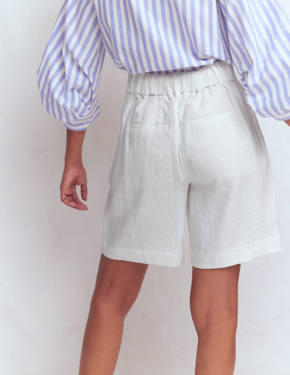 Kensington Linen Shorts-White
