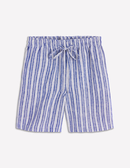 Islington Linen Shorts-Bright blue Stripe
