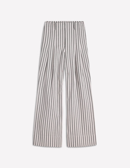 Mayfair Tailored Pants-Ivory, Navy Stripe