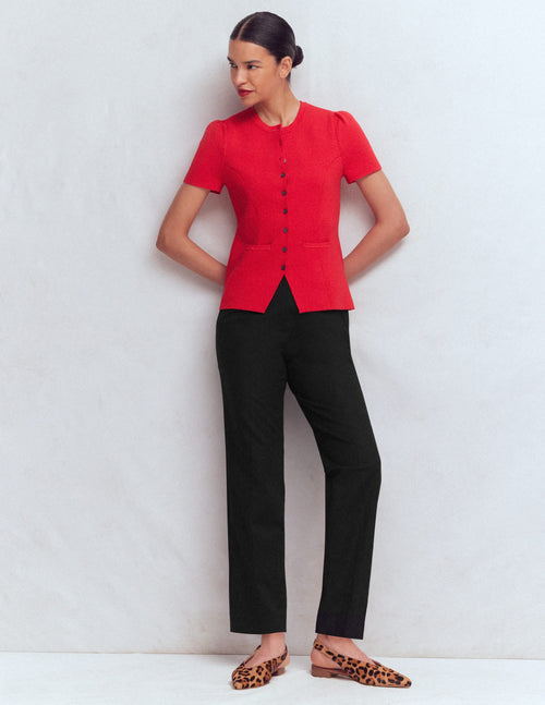 Slim Leg Cotton Pants-Black
