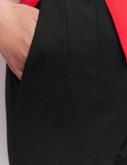 Slim Leg Cotton Pants-Black