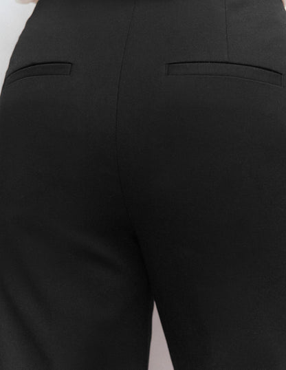 Slim Leg Cotton Pants-Black