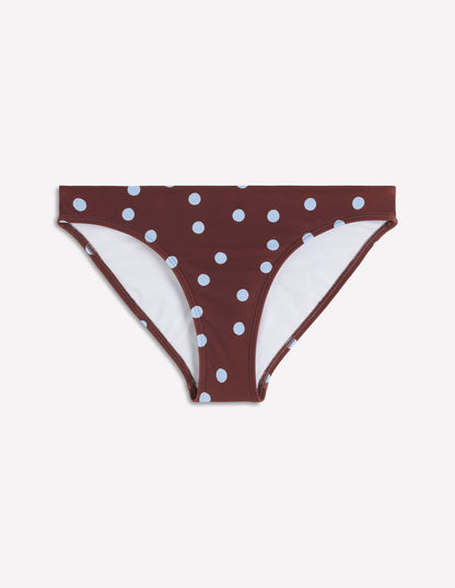 Classic Bikini Bottoms-Chocolate, Blue Painted Dot