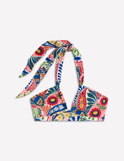 Minori Halter Tie Bikini Top-Multi, Enchanted Paisley