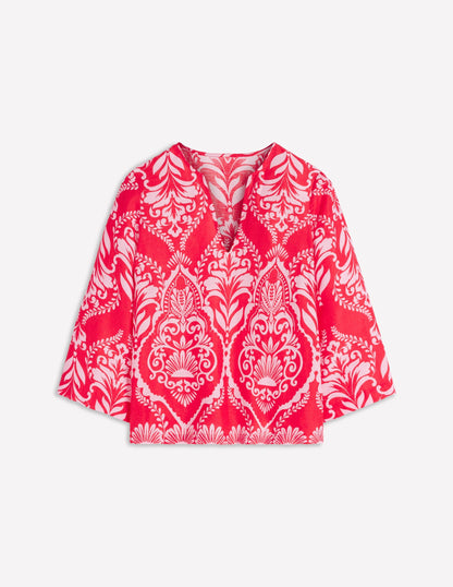 Cleo Linen Top-Red, Ornamental Garden Mono