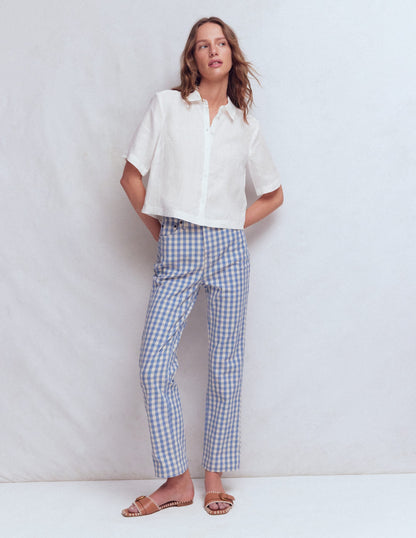 Short Sleeve Linen Shirt-White