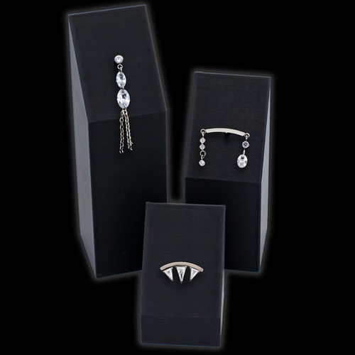 3 Pc Tower Display w/ Titanium Threadless Fashion Ends - Khrysos Jewelry