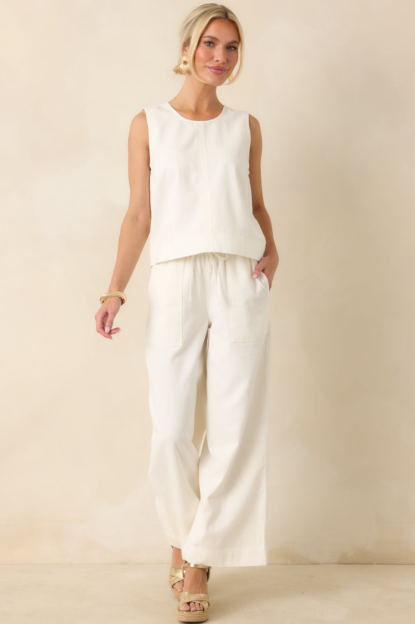 Z Supply Sun Seeker Ivory Twill Cropped Tank