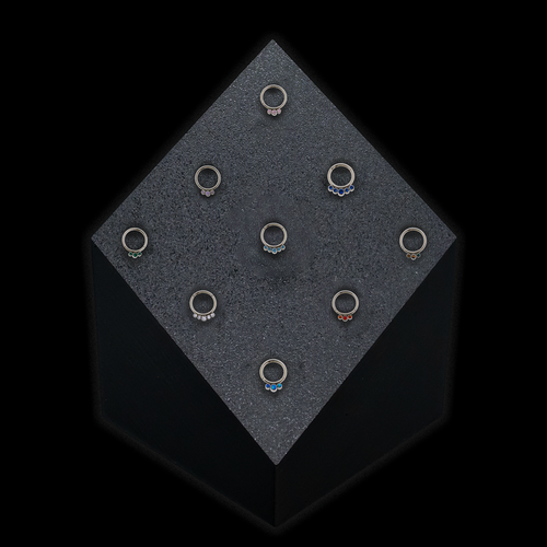 9 Clip Block Display w/ Hinged Rings - Khrysos Jewelry