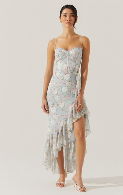 ASTR Brisbane Asymmetrical Floral Midi Dress
