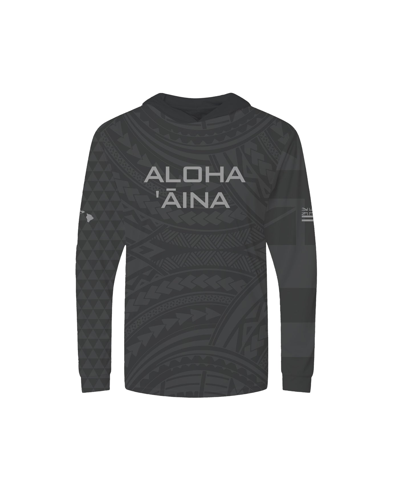 Aloha Aina Gray Youth Hooded Long Sleeve Drifit