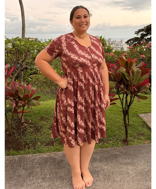 'Awapuhi Melemele Luana Dress - ʻĀʻula Brown